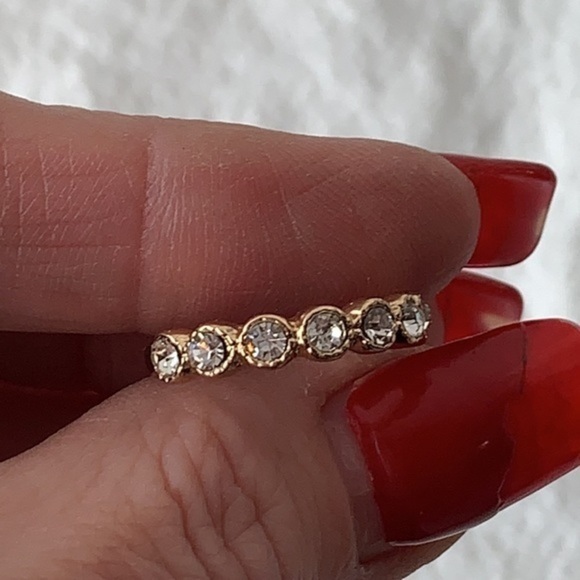 💐5/25 rhinestone gold tone simple bling 6 clear crystal band - Picture 5 of 7
